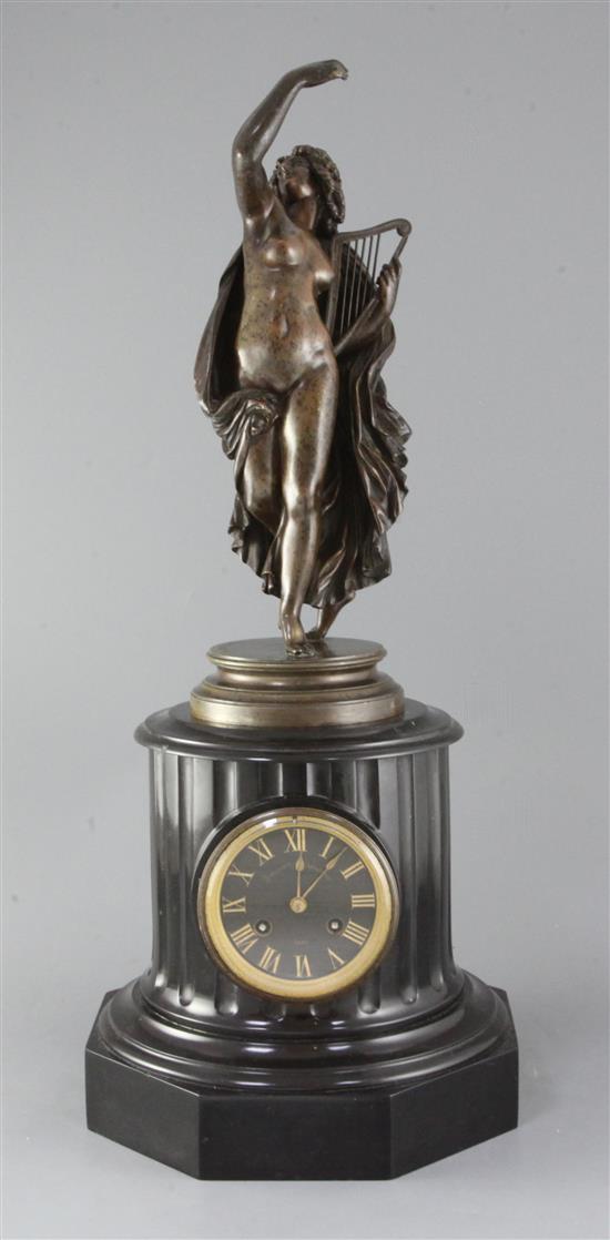 Jean-Jacques Pradier (1790-1852). A bronze figure of La Poesie Legere, overall 24in.